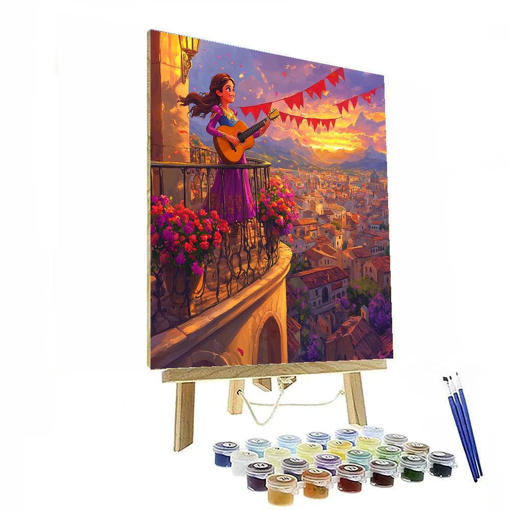 Princess Elena Avalor Balcony Guitar Song Disney Inspired paint by number
