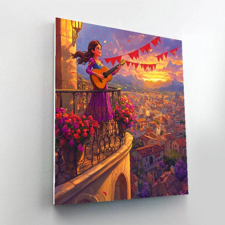 Princess Elena Avalor Balcony Guitar Song Disney Inspired paint by number