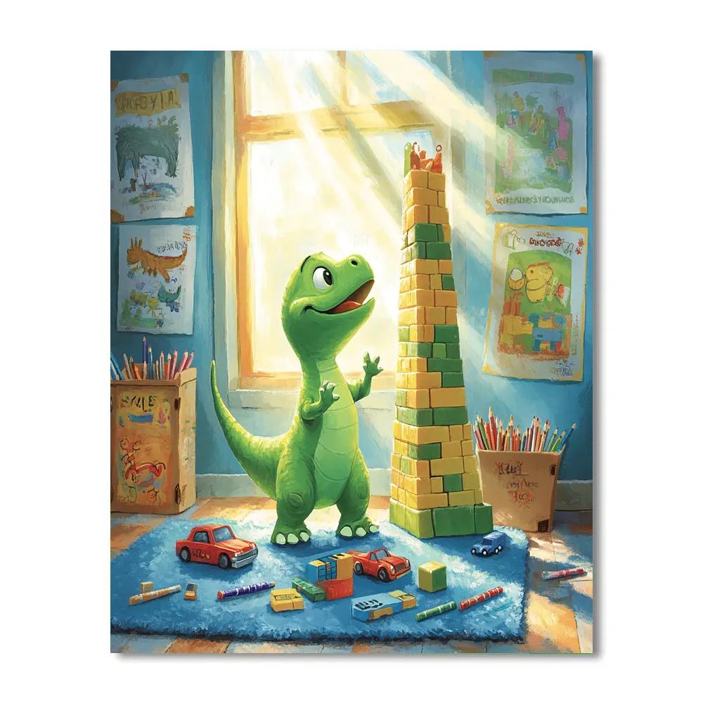 Rex Bedroom Block Tower Guard Disney Inspired paint by numbers