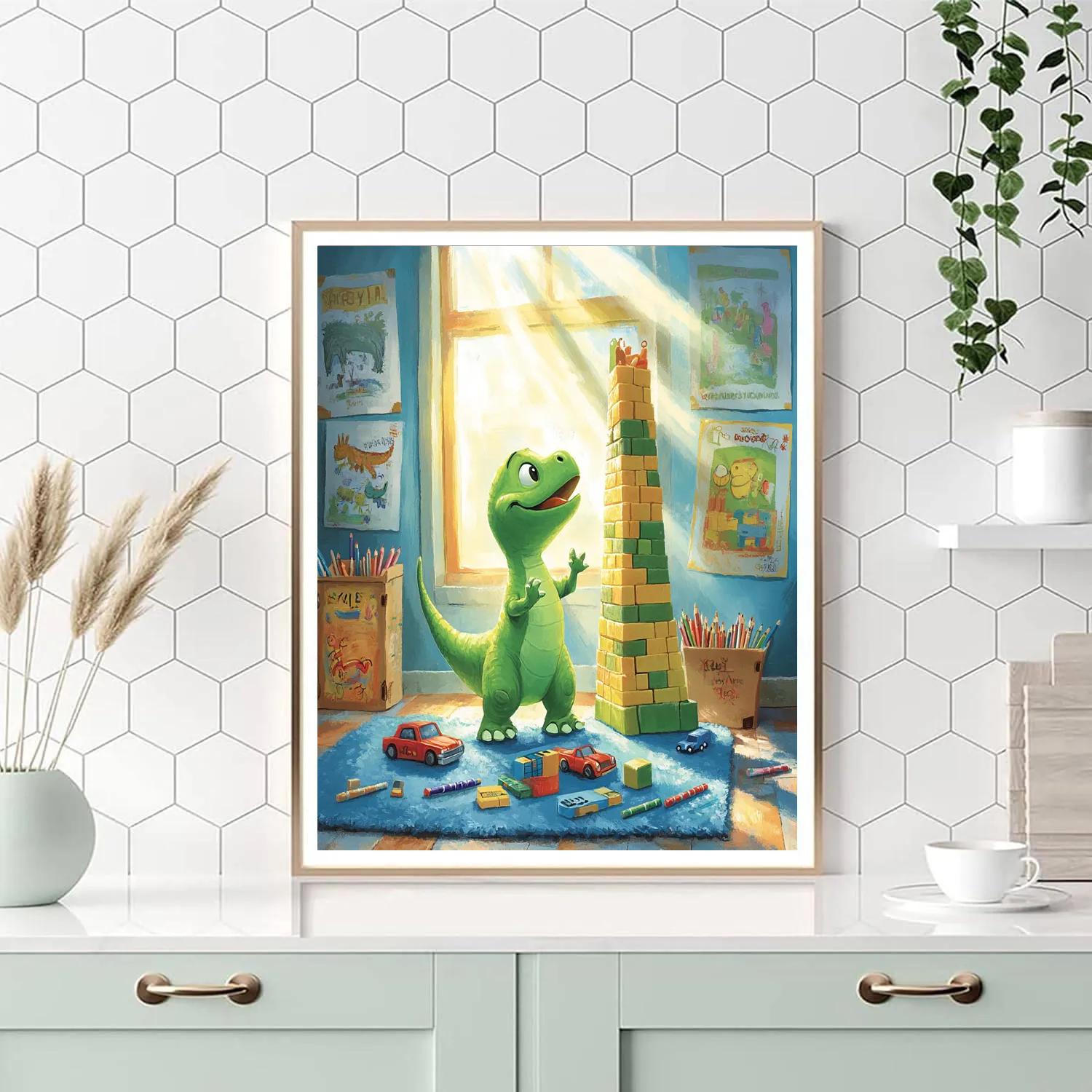 Rex Bedroom Block Tower Guard Disney Inspired paint by numbers