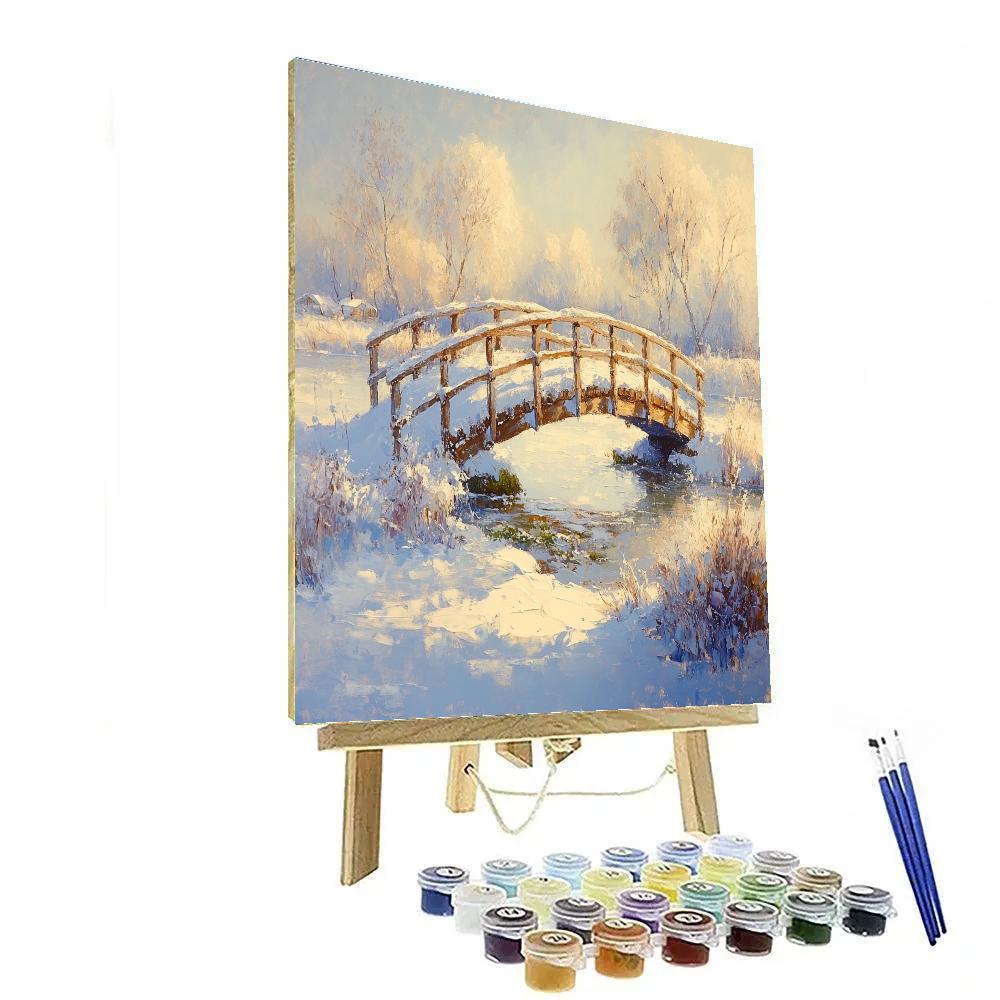 Claude Monet Inspired Snowy Bridge Paint by numbers art