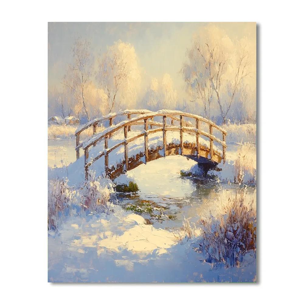 Claude Monet Inspired Snowy Bridge Paint by numbers art