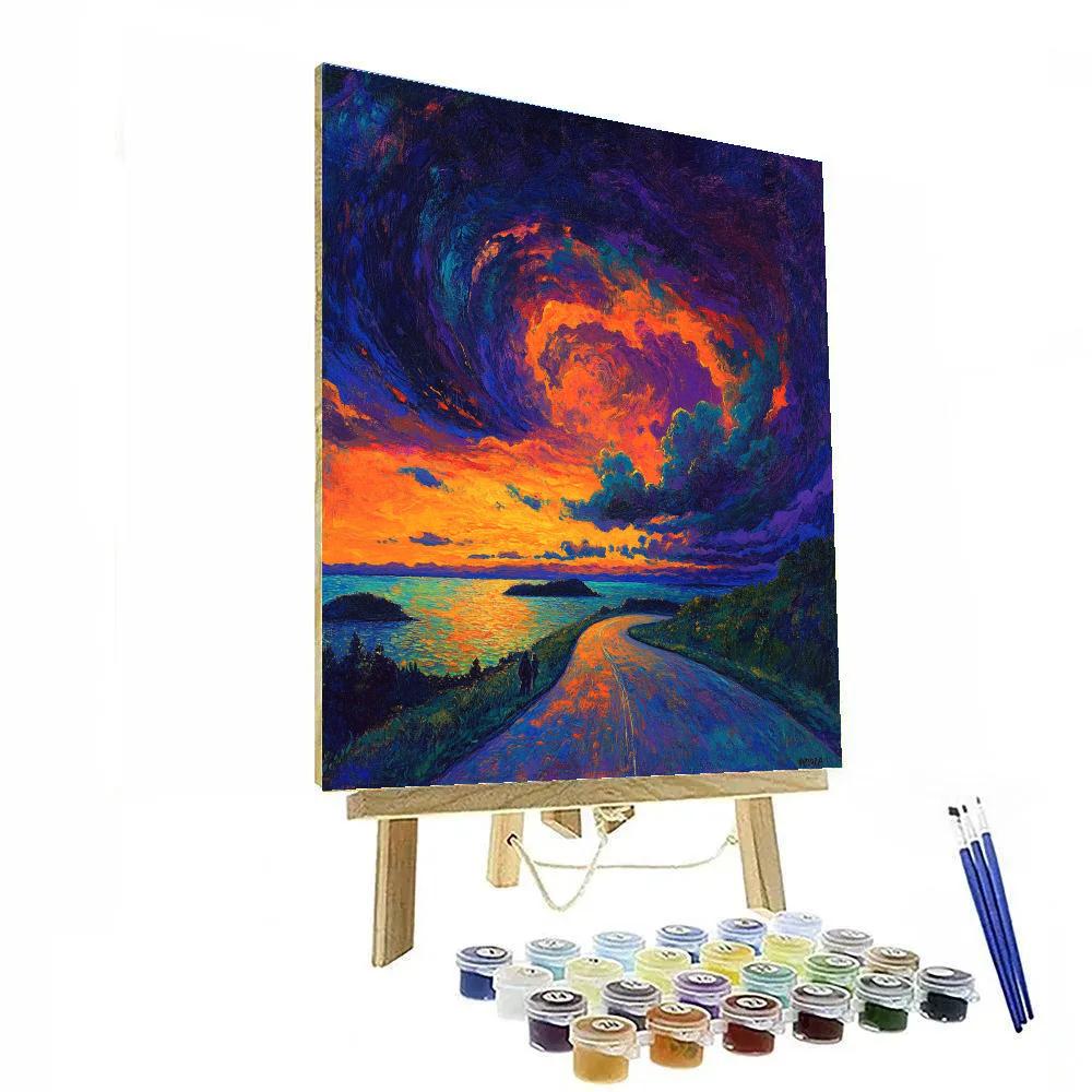Edvard Munch Inspired Thunder Road paint by color