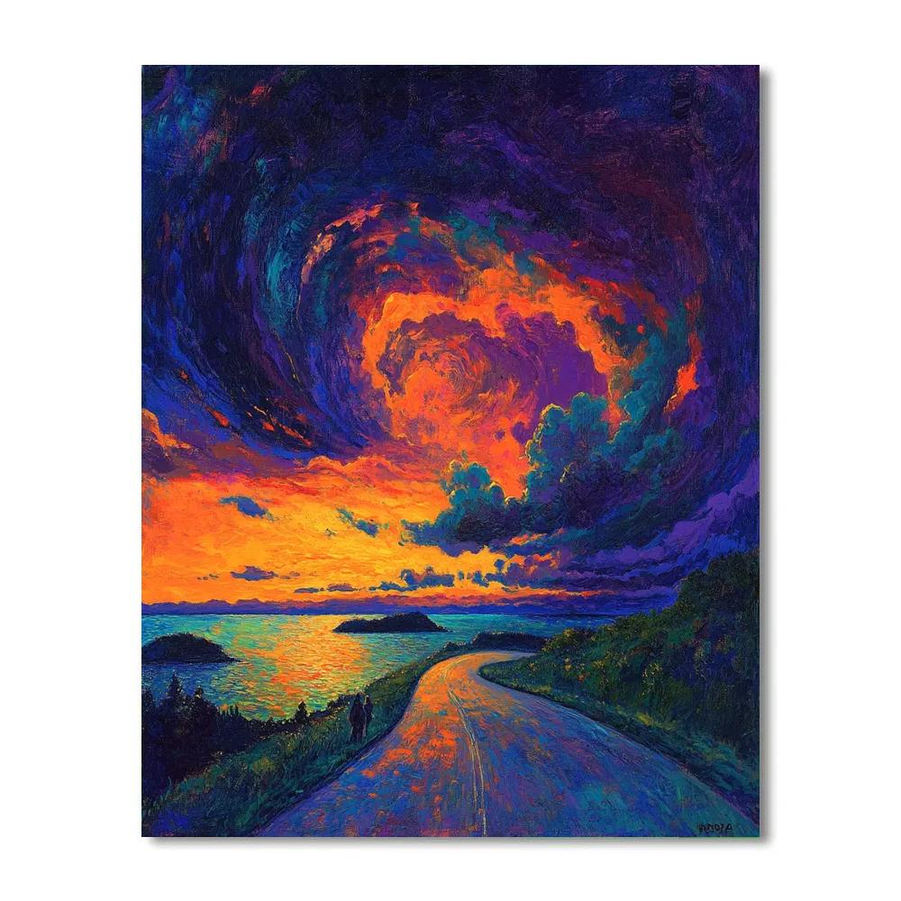 Edvard Munch Inspired Thunder Road paint by color