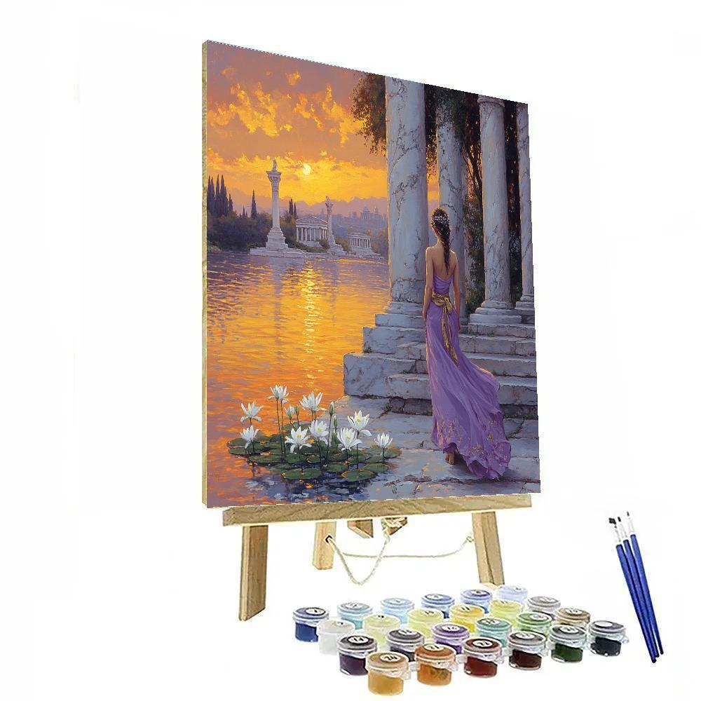 Princess Megara Riverside Sunset Stroll Disney Inspired paint by numbers