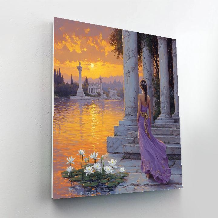 Princess Megara Riverside Sunset Stroll Disney Inspired paint by numbers