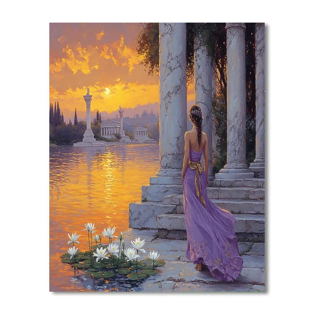 Princess Megara Riverside Sunset Stroll Disney Inspired paint by numbers