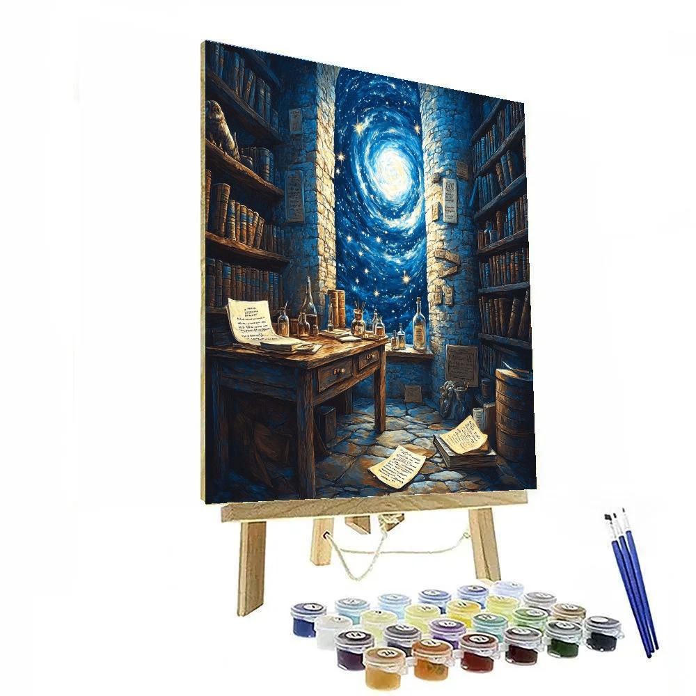 Merlin Cottage Tower Star Study Disney Inspired paint by numbers