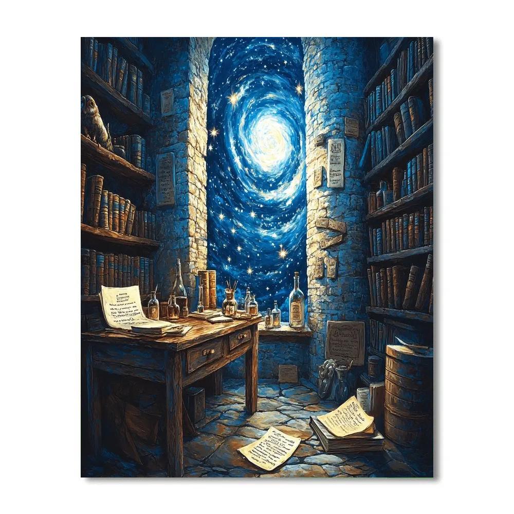 Merlin Cottage Tower Star Study Disney Inspired paint by numbers