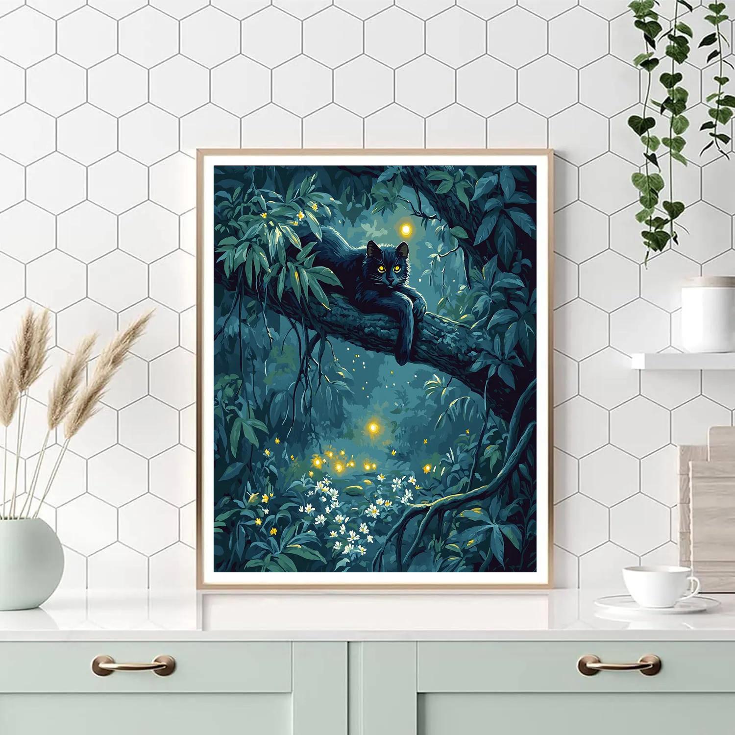 Bagheera Jungle Moonbeam Watch Disney Inspired Paint by numbers art