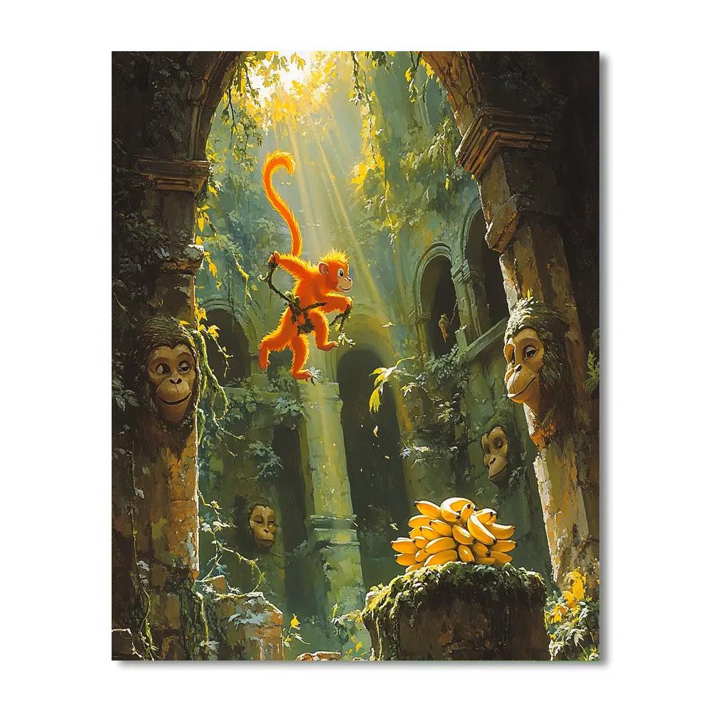 King Louie Ancient Ruin Jungle Swing Disney Inspired Number painting