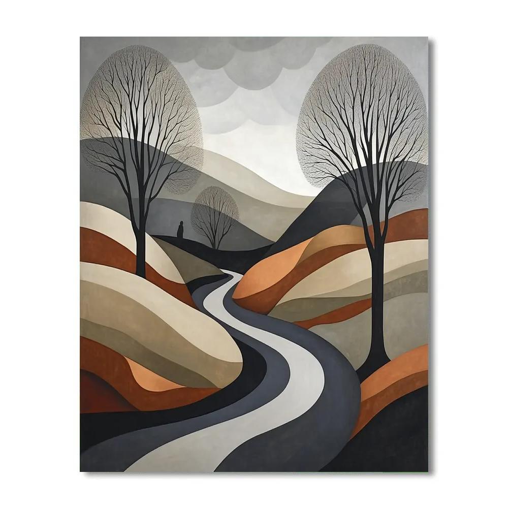 Egon Schiele Inspired Sparse Landscape Painting by numbers kit
