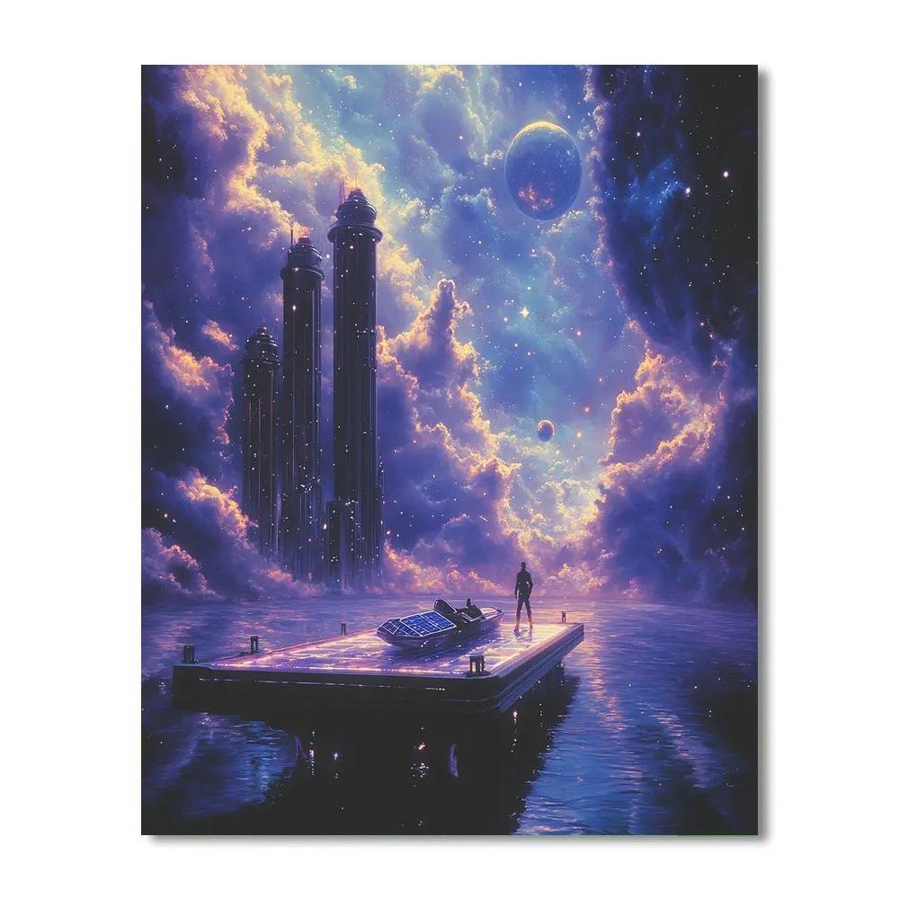 Jim Hawkins Solar Skiff Dock Launch Disney Inspired Paint by numbers art