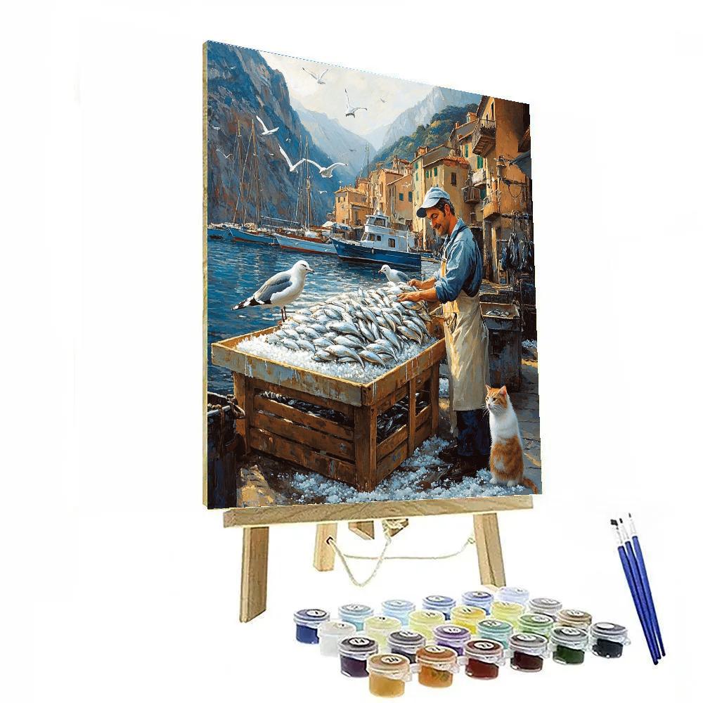 Massimo Luca Harbor Fish Market Morning Disney Inspired DIY paint by numbers