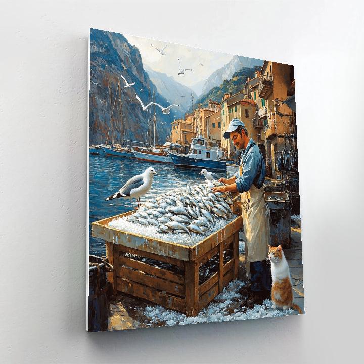 Massimo Luca Harbor Fish Market Morning Disney Inspired DIY paint by numbers