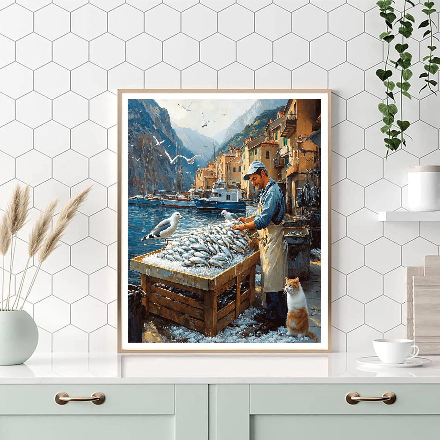Massimo Luca Harbor Fish Market Morning Disney Inspired DIY paint by numbers