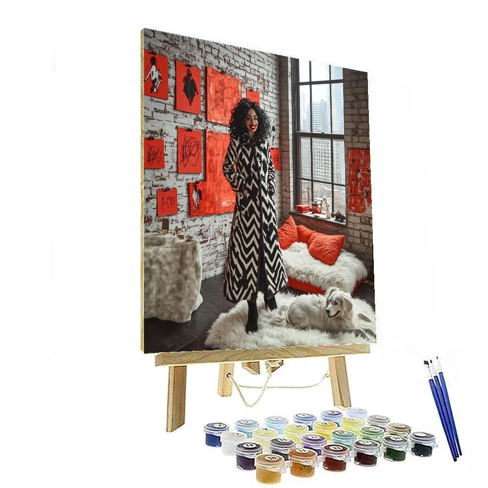 Cruella Dalmatian Free Fashion Sketch Loft Disney Inspired Numbered painting kits