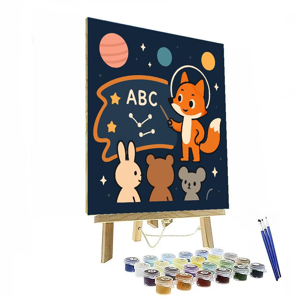 Comet Classroom With A Curious Fox painting number kit