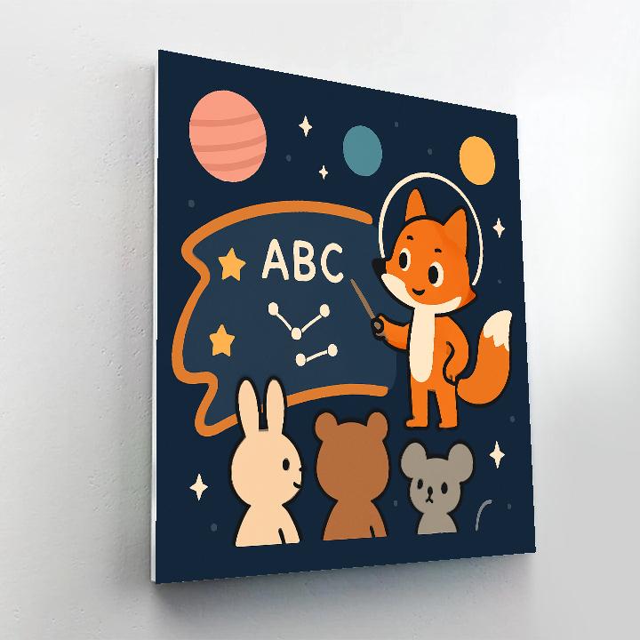 Comet Classroom With A Curious Fox painting number kit