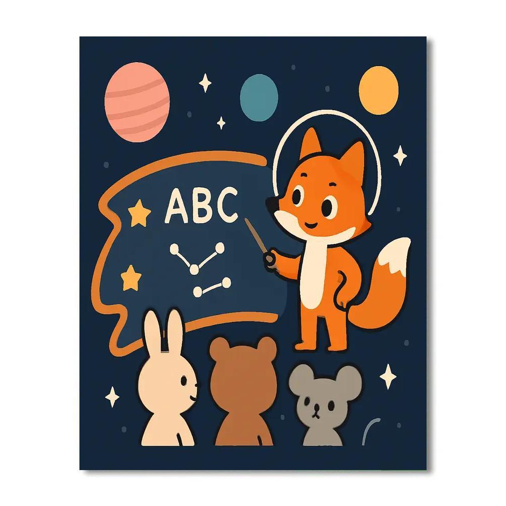 Comet Classroom With A Curious Fox painting number kit