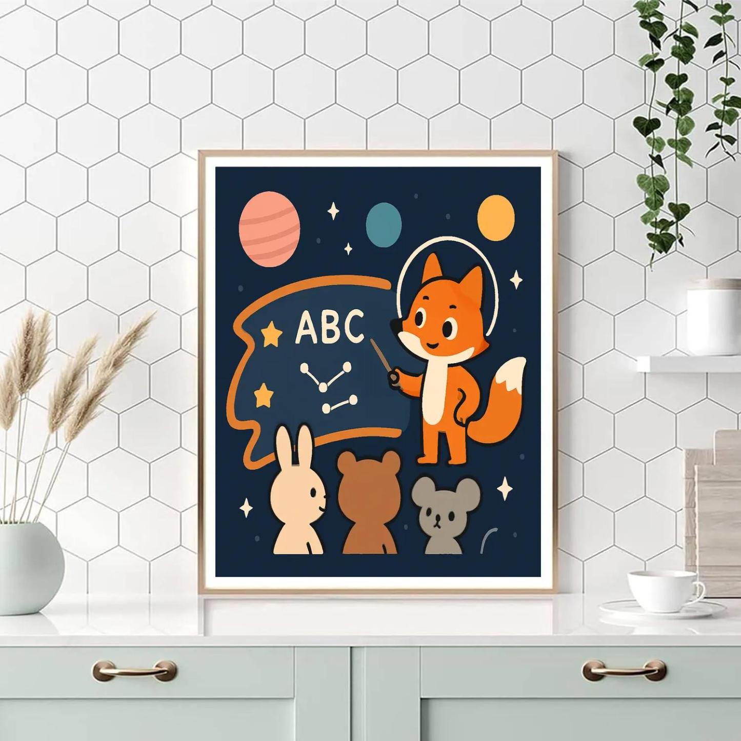 Comet Classroom With A Curious Fox painting number kit