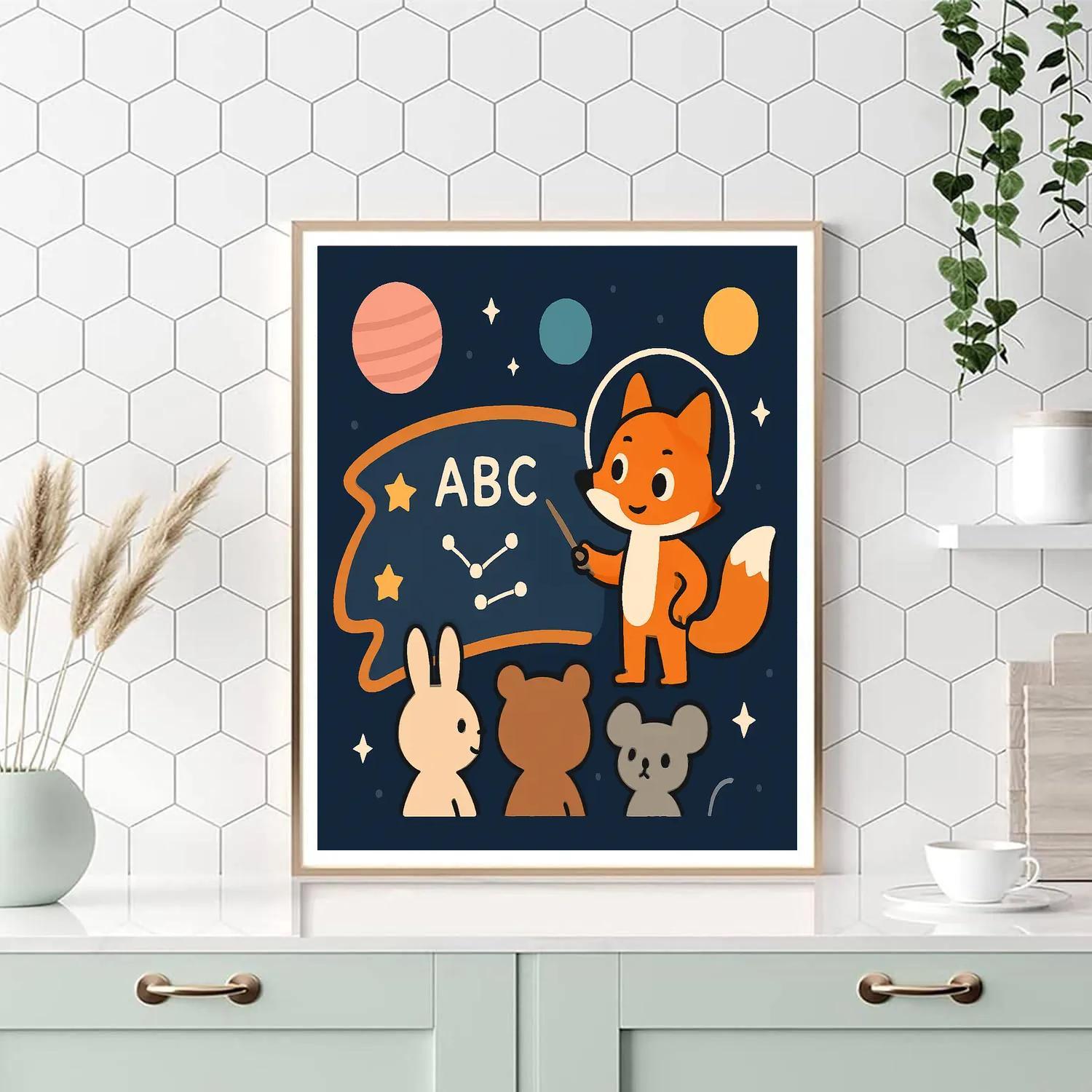Comet Classroom With A Curious Fox painting number kit