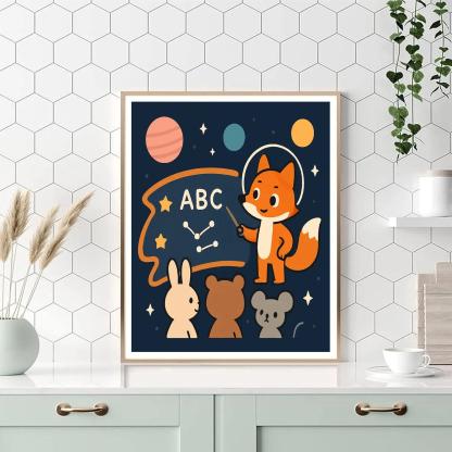 Comet Classroom With A Curious Fox painting number kit
