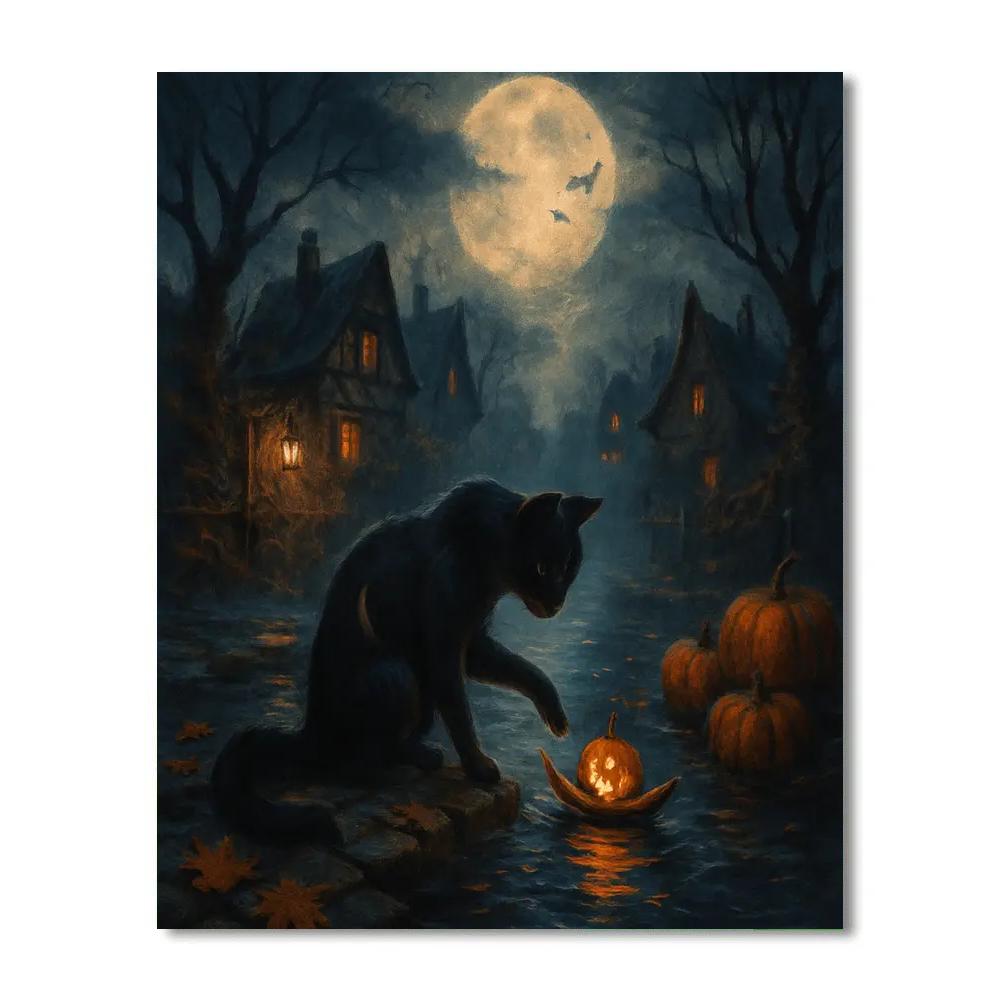 Lanterns Along The Hushed Harvest Canal Painting by numbers kit