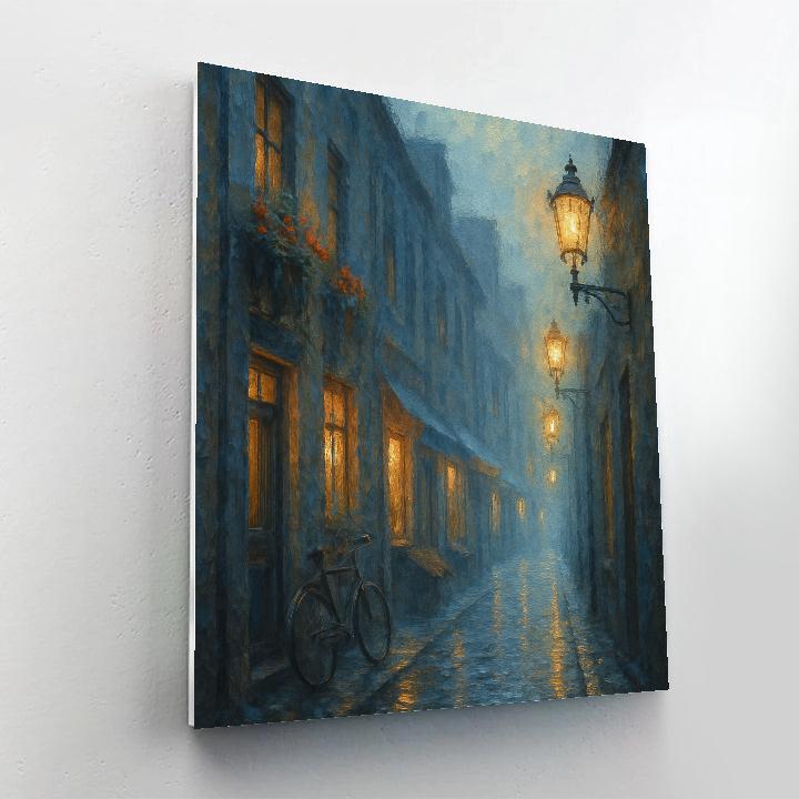 Misty Lantern Alley After The Rain Painting by numbers kit