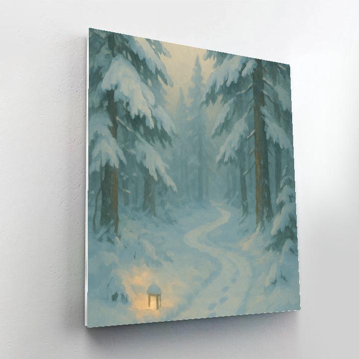 Lantern Path Through Snowy Hemlocks paint by number