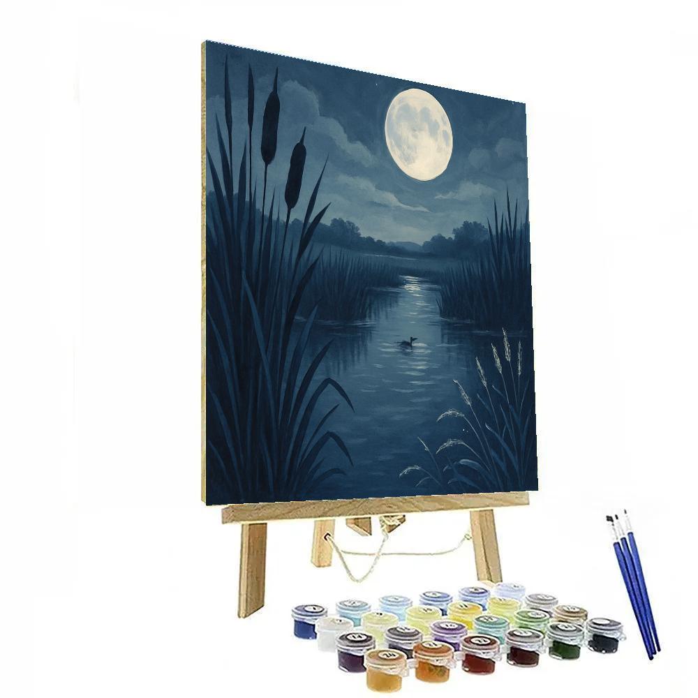 Moonlit Reed Marsh Serenity paint by number