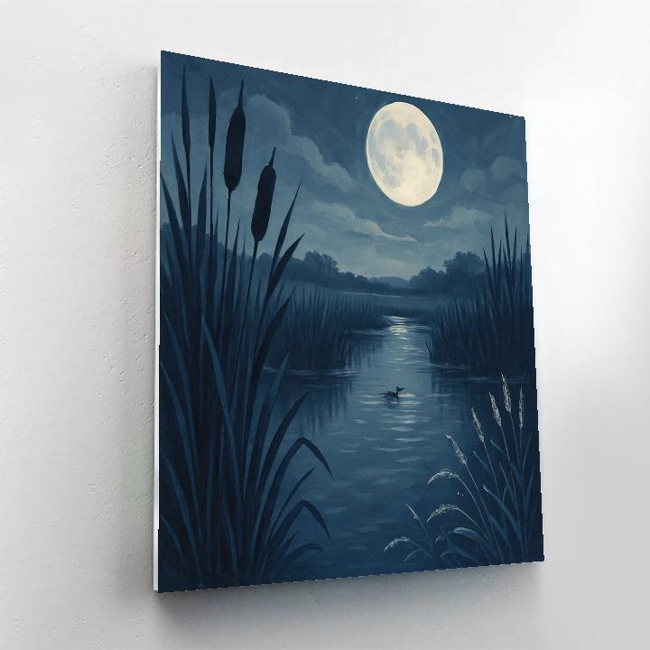 Moonlit Reed Marsh Serenity paint by number