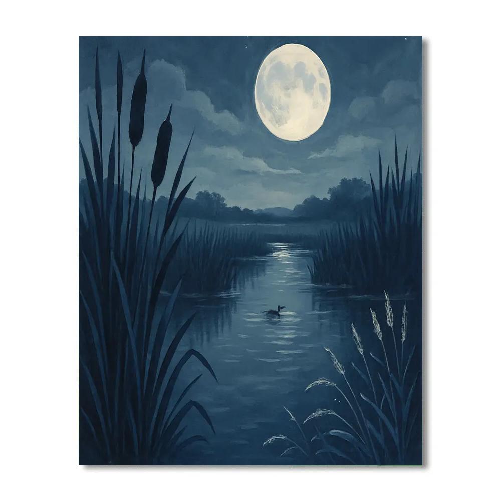 Moonlit Reed Marsh Serenity paint by number