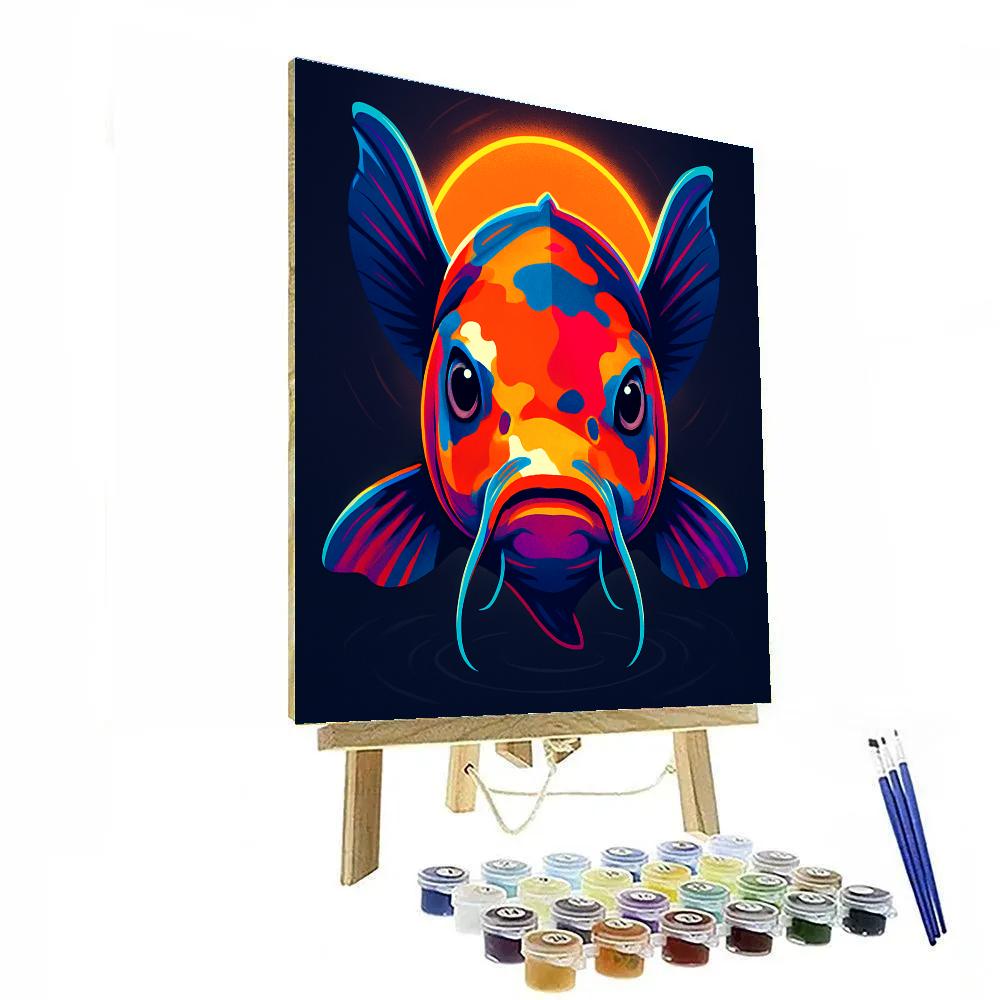 Prismatic Koi Samurai Gaze Paint by numbers art