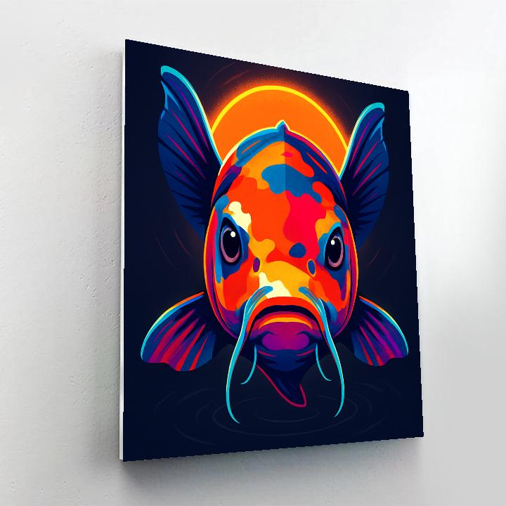 Prismatic Koi Samurai Gaze Paint by numbers art
