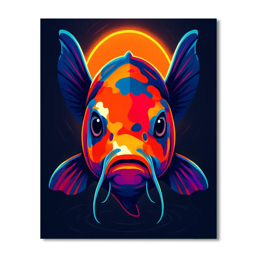 Prismatic Koi Samurai Gaze Paint by numbers art