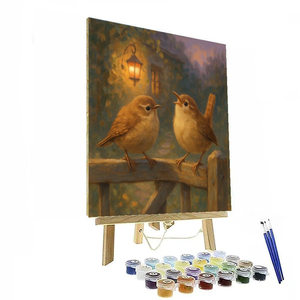 Lantern Light Wrens At The Cottage Gate paint by color