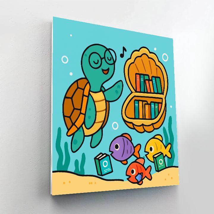 Underwater Library Of The Singing Turtle painting number kit
