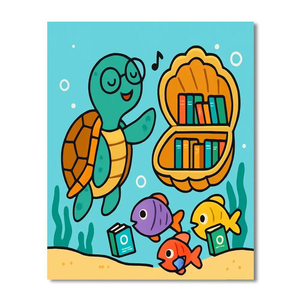 Underwater Library Of The Singing Turtle painting number kit