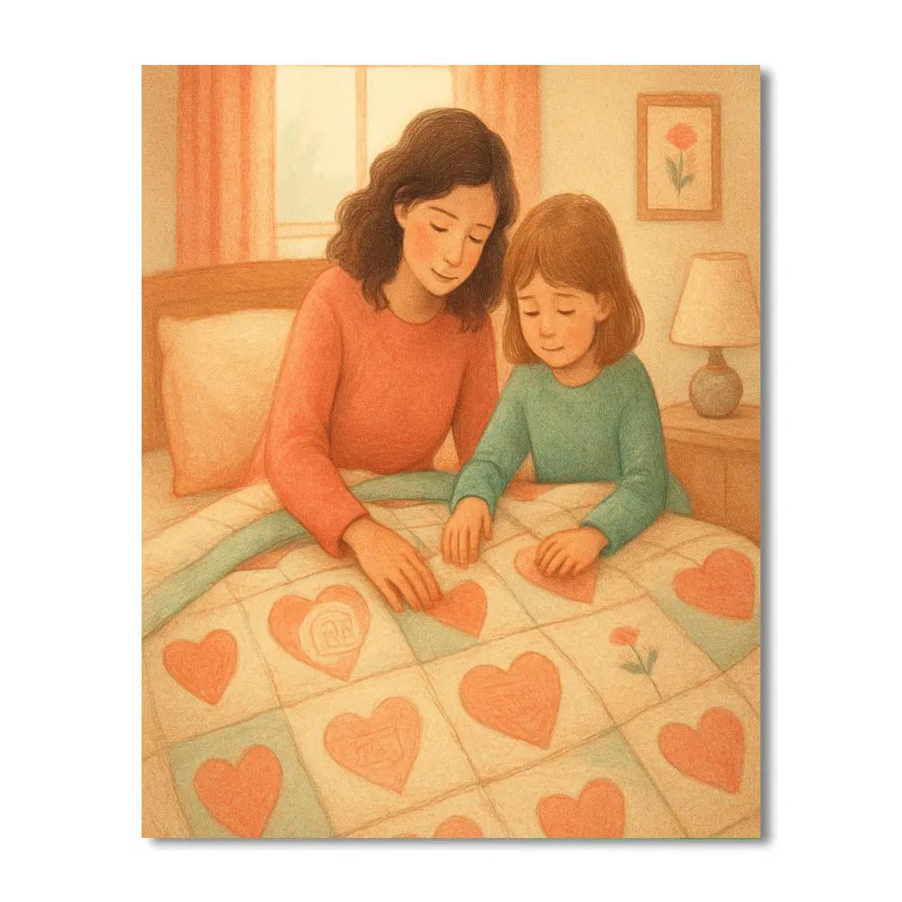 Stitched Together Love Quilt Number painting