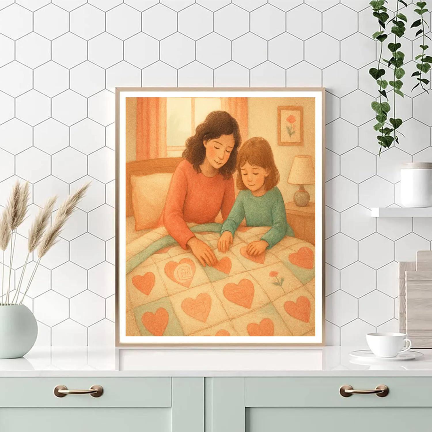 Stitched Together Love Quilt Number painting