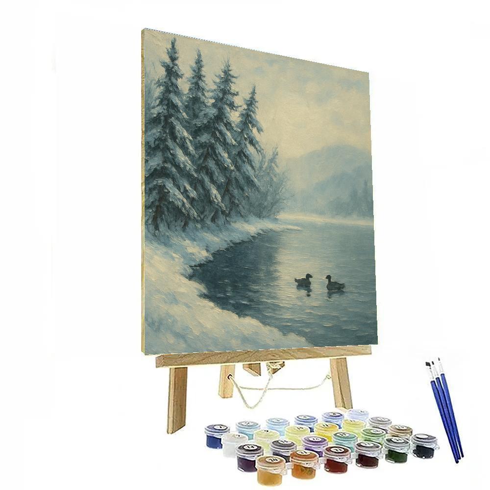Winter Stillness At The Pine Rim Lake DIY paint by numbers