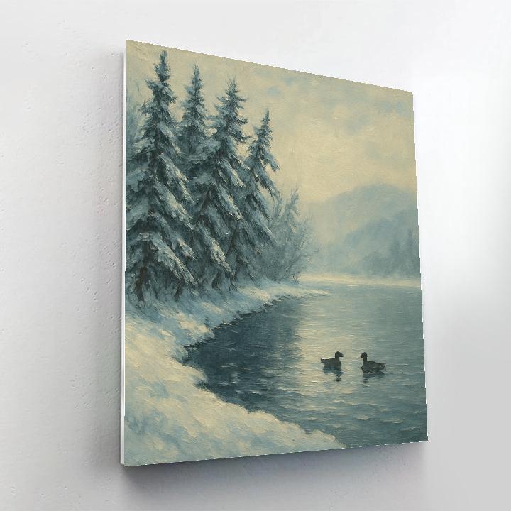 Winter Stillness At The Pine Rim Lake DIY paint by numbers