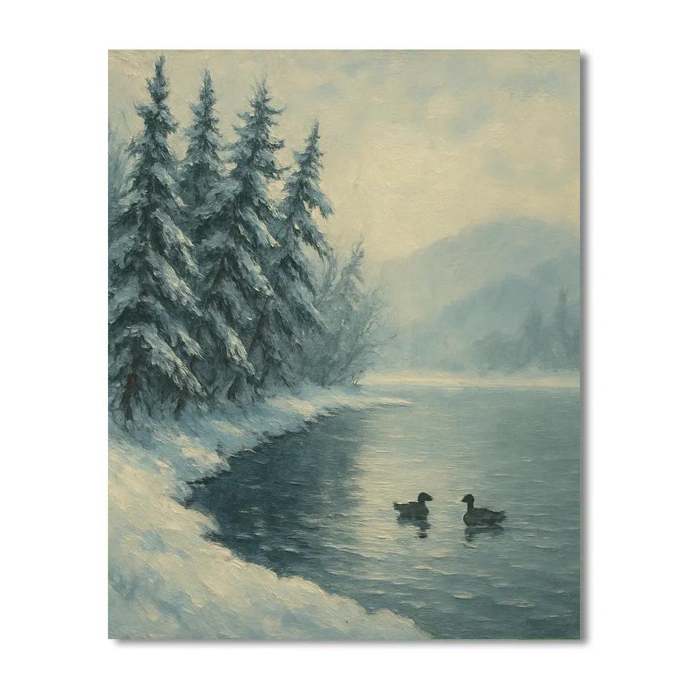 Winter Stillness At The Pine Rim Lake DIY paint by numbers