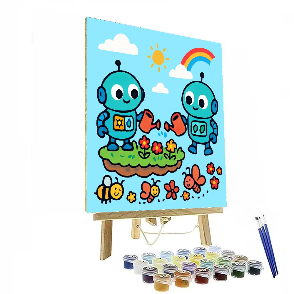 Sky Garden Robots And Pollinator Parade DIY paint by numbers