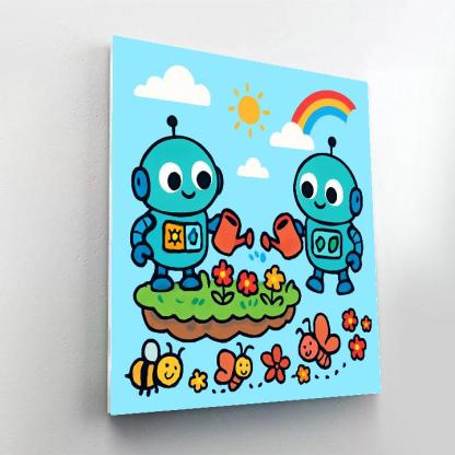 Sky Garden Robots And Pollinator Parade DIY paint by numbers