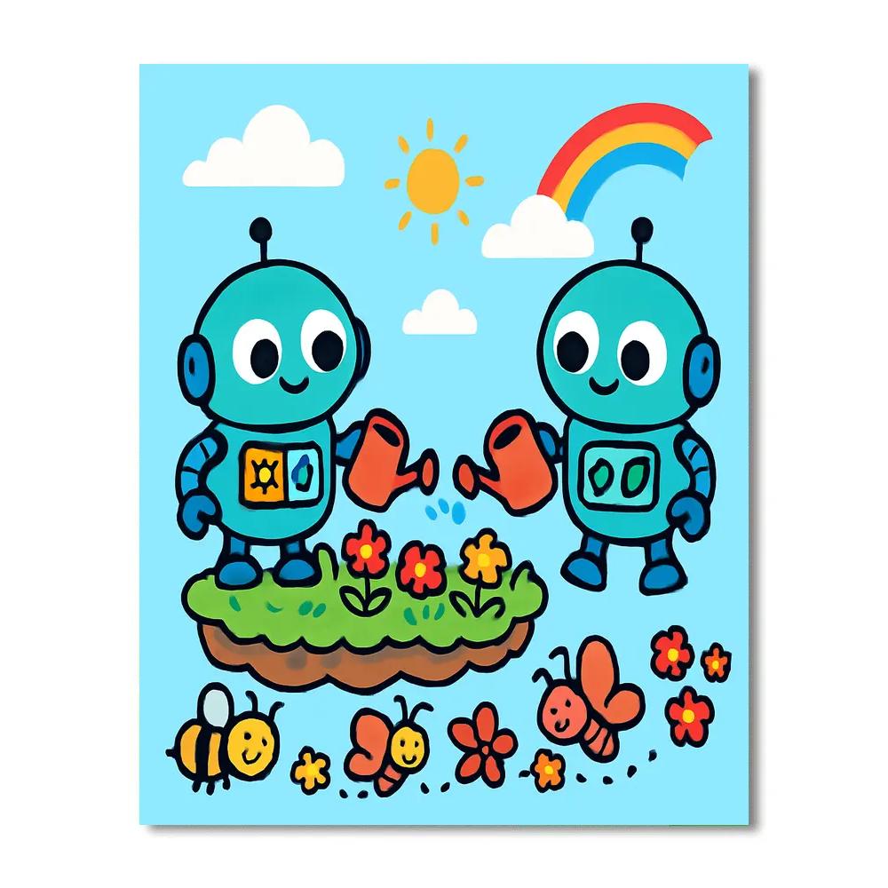 Sky Garden Robots And Pollinator Parade DIY paint by numbers