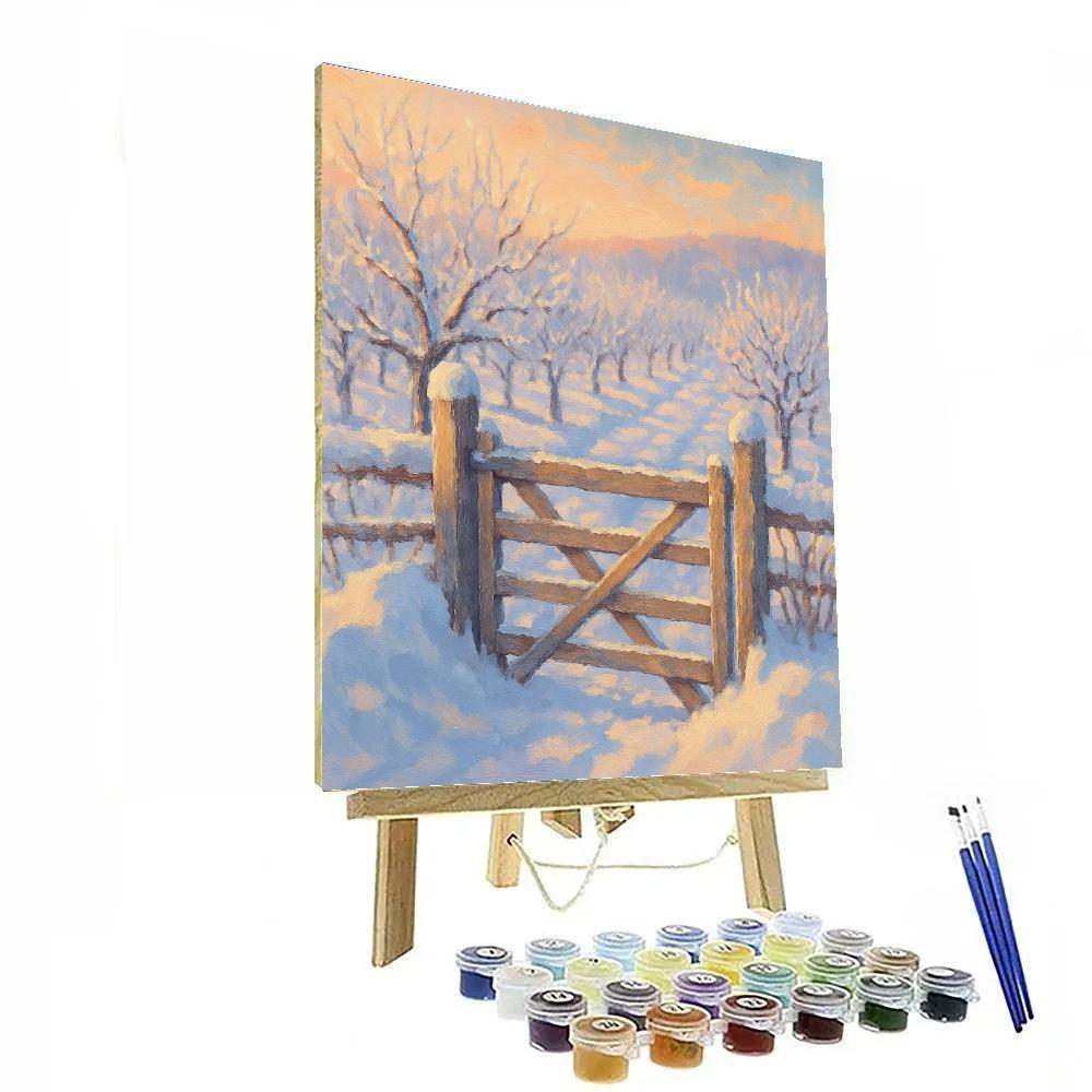 Sunrise Over The Frosted Orchard Gate Paint by numbers art