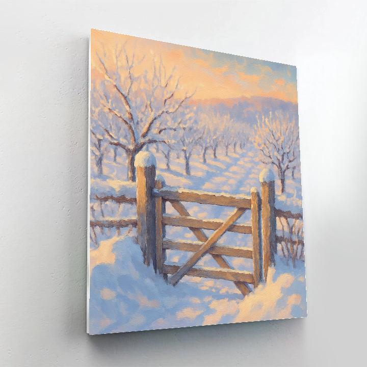 Sunrise Over The Frosted Orchard Gate Paint by numbers art