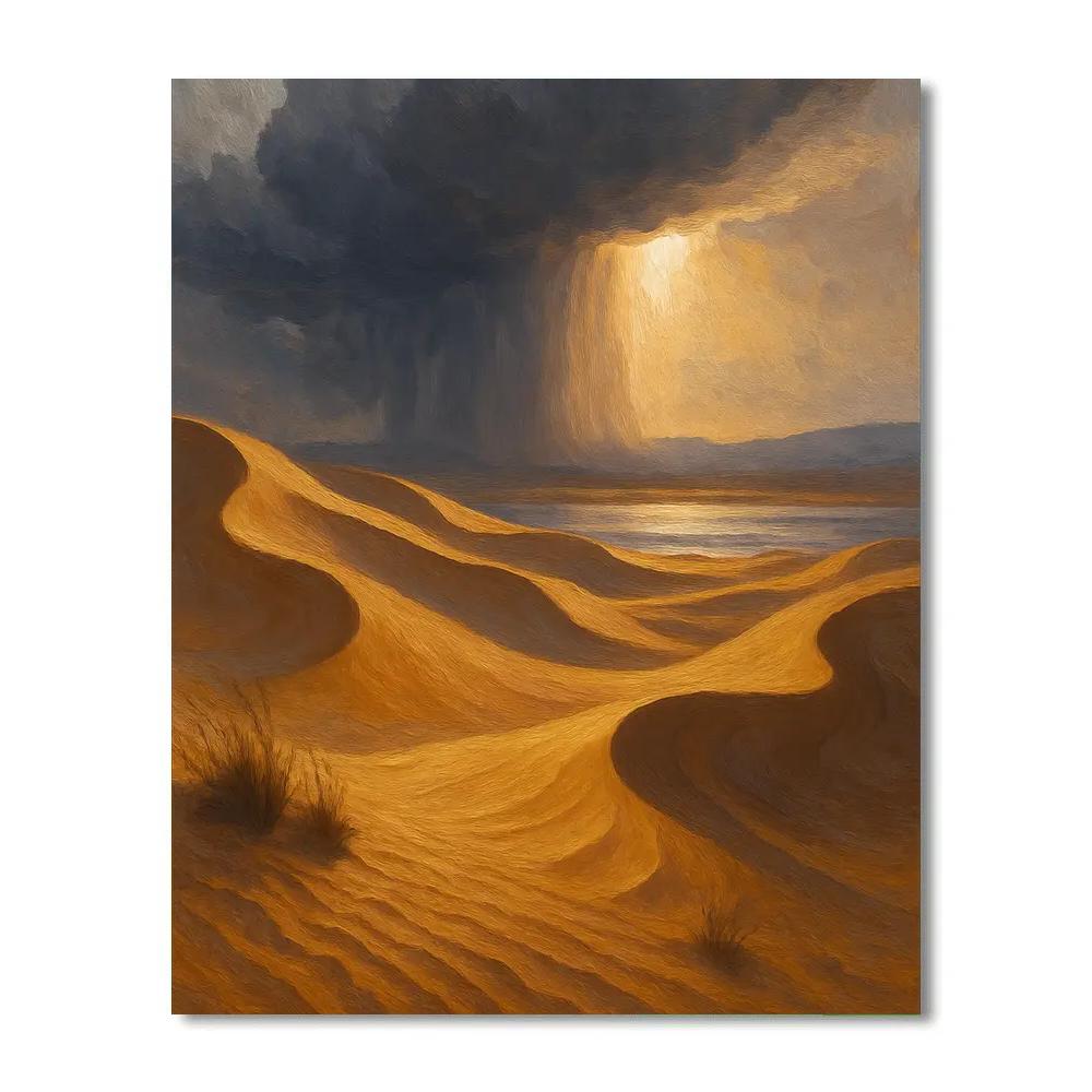 Amber Dunes And Distant Stormlight paint by color